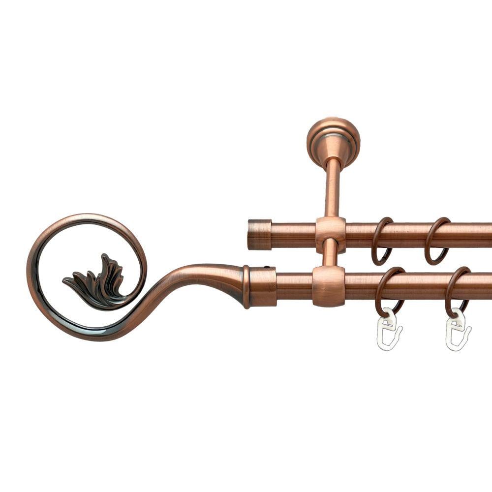 Карниз металлический Orvit Ника двухрядный литой/гладкая труба/кольцо металлическое Медь 16/16 мм 160 см (00-00019652)