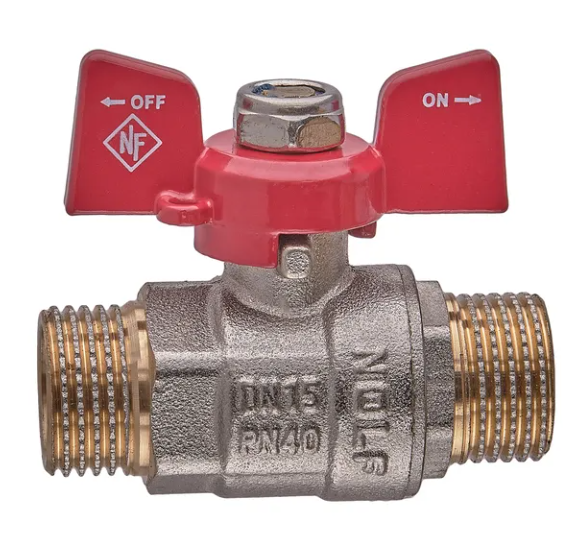 Кран шаровой Nolf classic NFC.731-06-1/2" MM ШШМ В/С ручка бабочка латунь Красный (OL-NF3136)