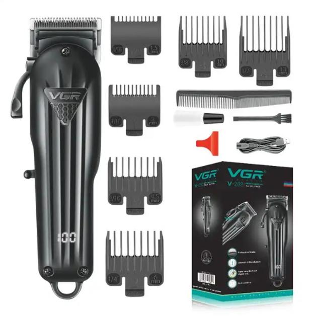 Машинка для стрижки волосся акумуляторна VGR V282 5 Вт з насадками 6 шт. (ML-04742)