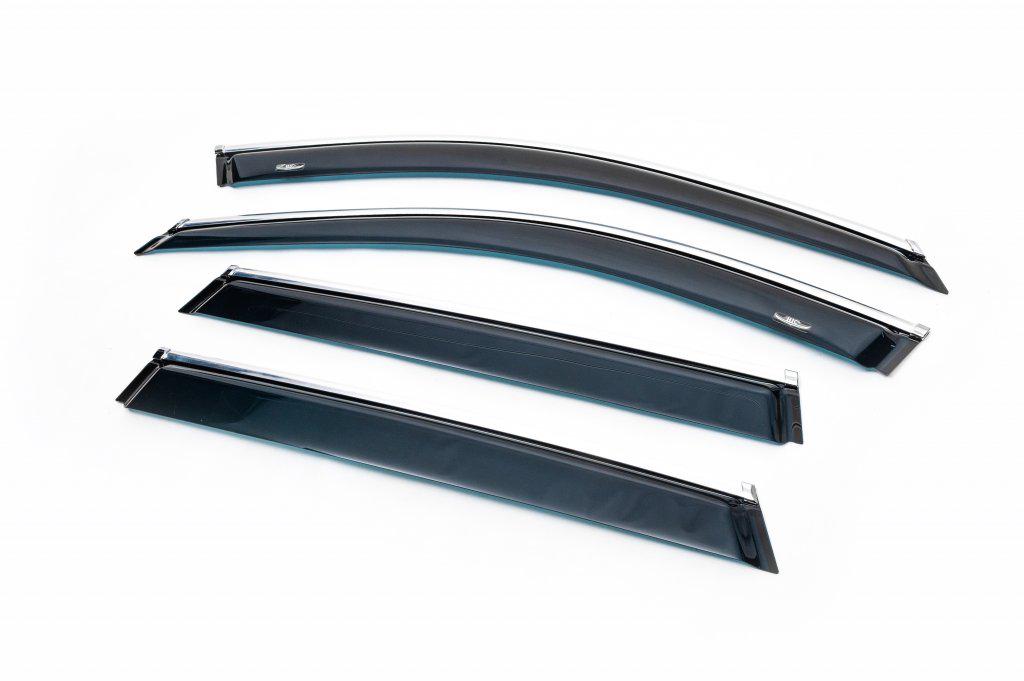 Ветровики с хром молдингом HIC для BMW X1 F-48 2015-2022 гг. поликарбонат Черный