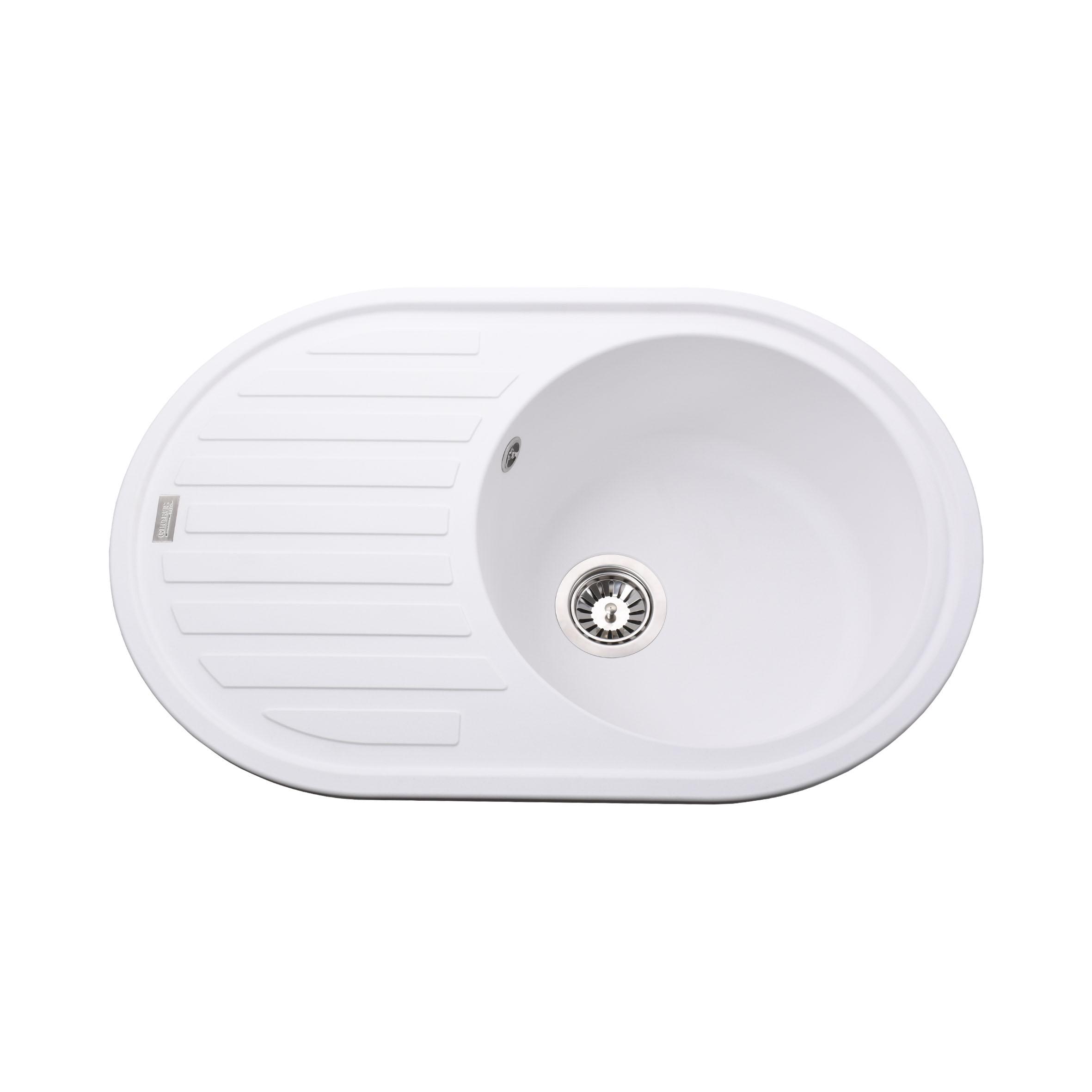 Мойка кухонная Globus Lux 000022440 гранитная овальная 770x500 мм Белый (25953044)