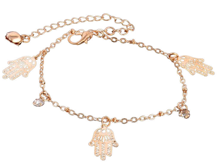 Браслет женский Рука фатимы с камнями на ногу 24,5 см (BA-107)