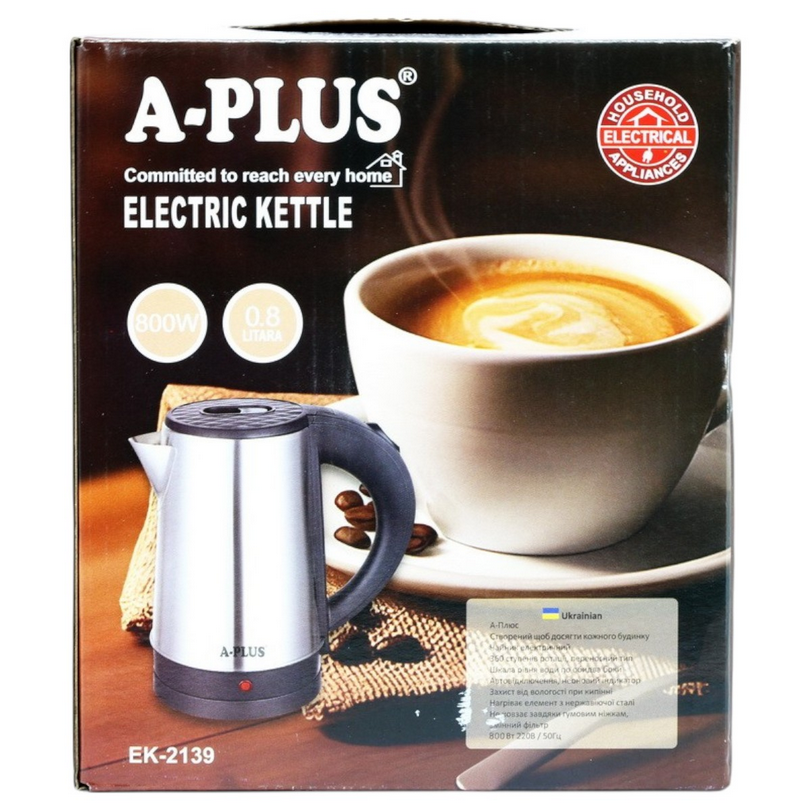 Электрочайник A-PLUS из нержавеющей стали 0,8л (EK-2139) - фото 4 Электрочайник A-PLUS из нержавеющей стали 0,8л (EK-2139) - фото 4