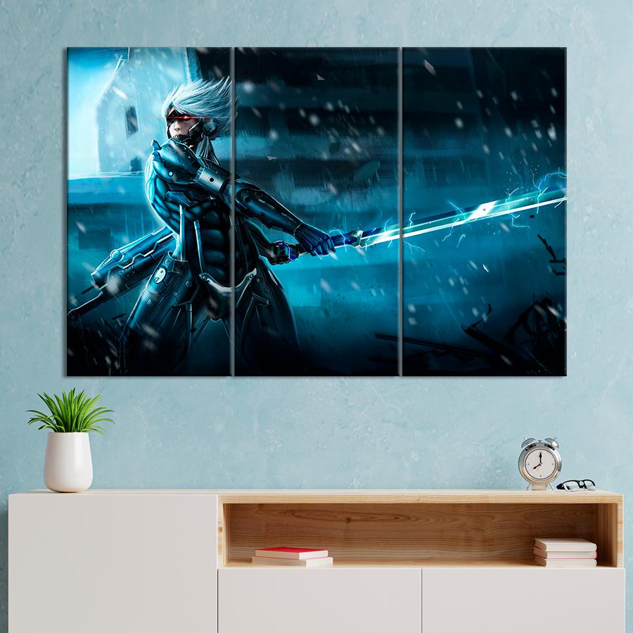Настенний декор Райден с катаной игра Metal Gear Rising: Revengeance 128x81 см (A228-3)