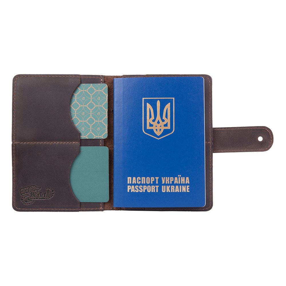 Портмоне HiArt Let's Go Travel PB-03S/1 Shabby Gavana Brown з натуральної шкіри для паспорта/ID документів Коричневий (PB-03S/1-S19-1106-T007) - фото 5