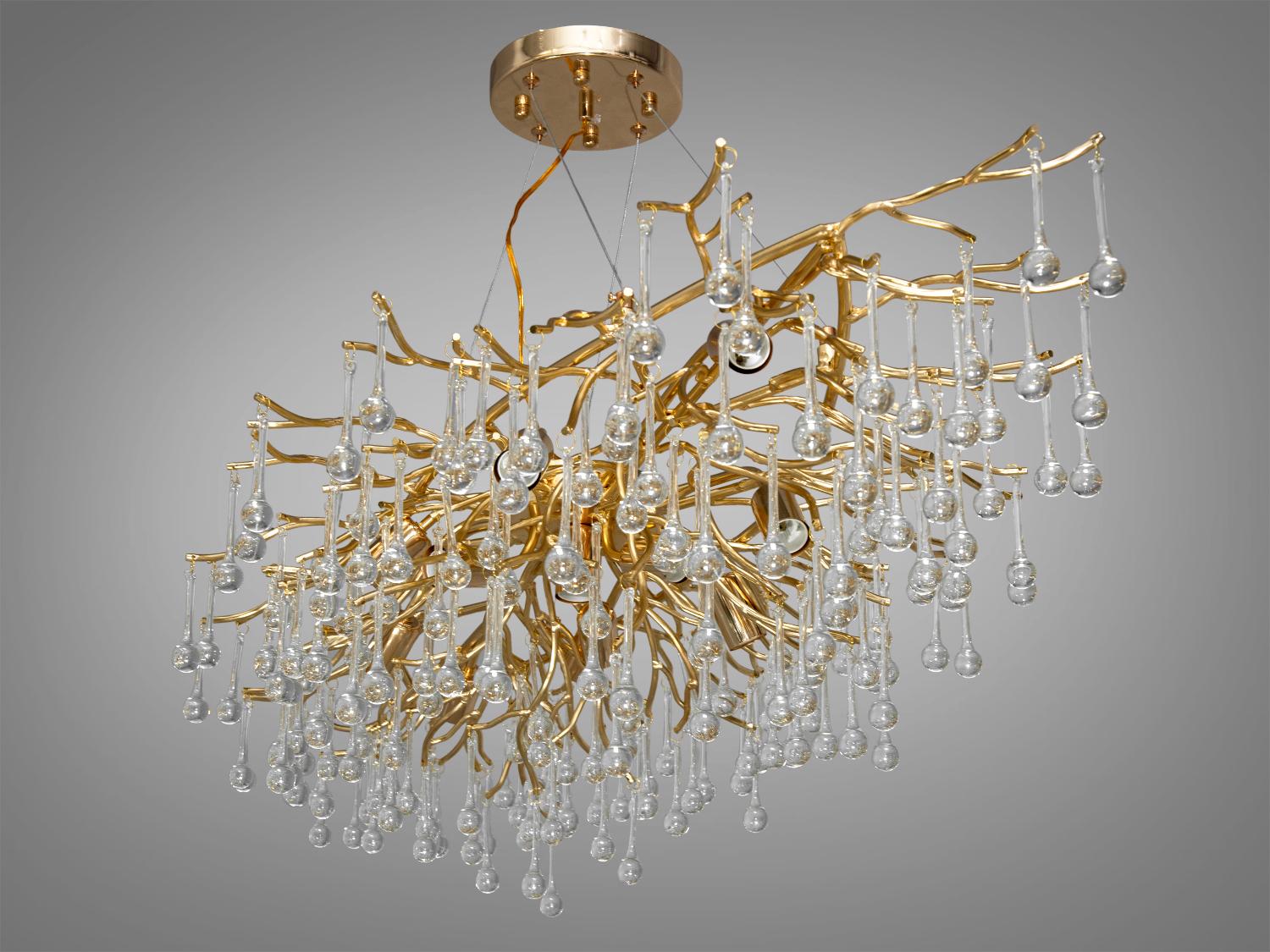 Люстра хрустальная подвесная 40 Вт Золотой (607-L1200GD) - фото 2