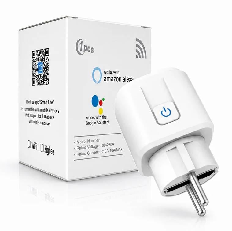 Смарт-розетка Tuya Smart Life Wi-Fi 20A с мониторингом потребления электроэнергии/таймером/голосовым управлением (0069)