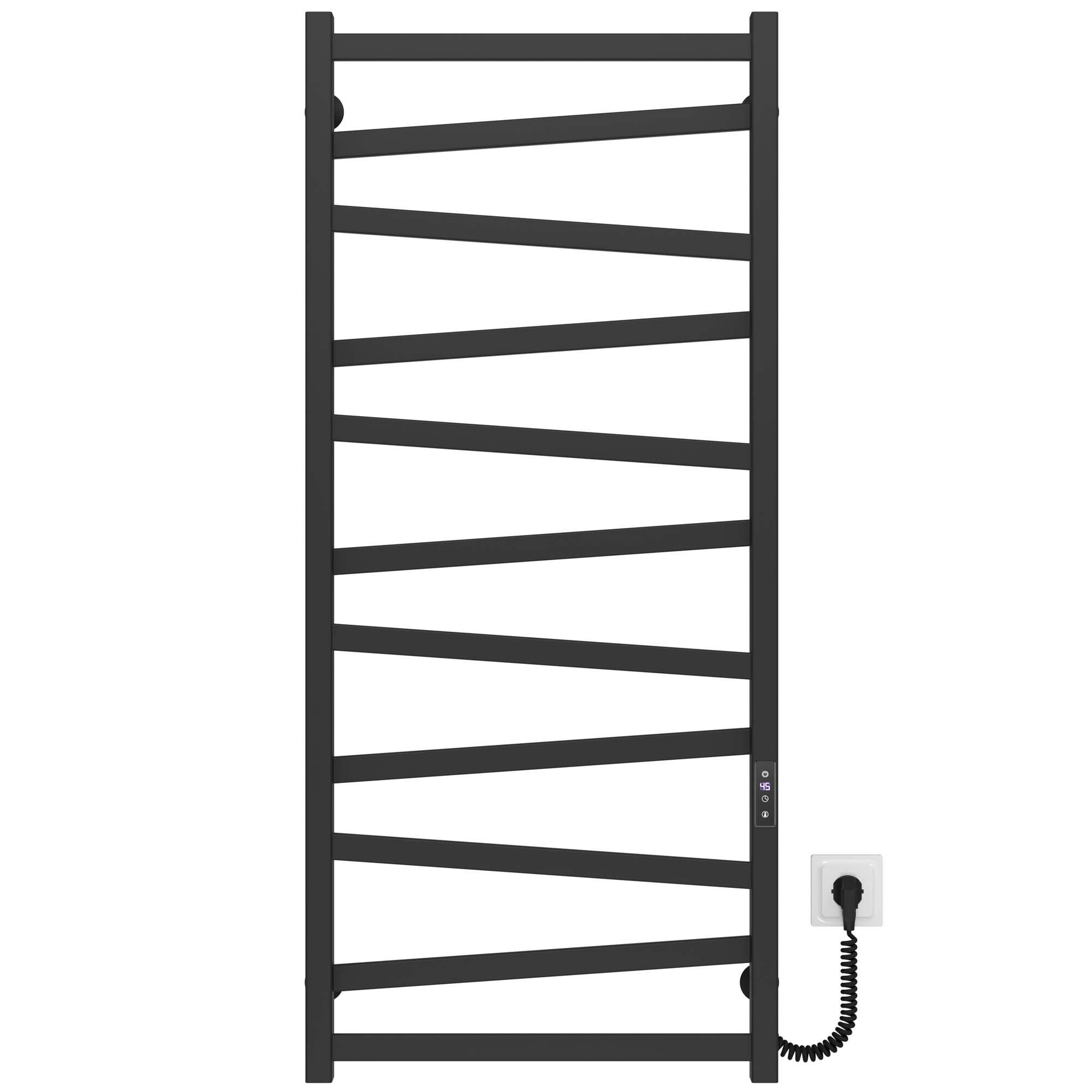 Полотенцесушитель электрический Deffi Alpha П11 JD04 правое подключение нержавеющая сталь 500х1200 мм Черный (A.AL.120.50.11.E.B.R.2)