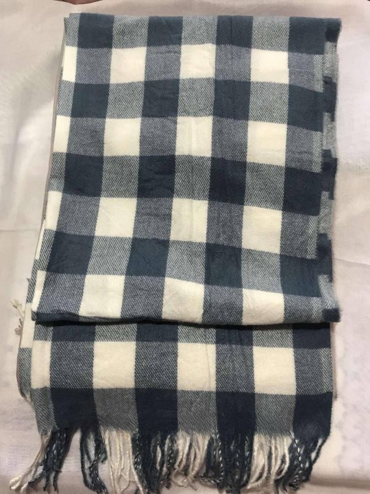 Шарф женский кашемировый в клетку Темно-синий (ШарфКаш87)