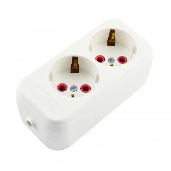 Колодка двомісна Lezard Lila з заземленням Білий (27848668)