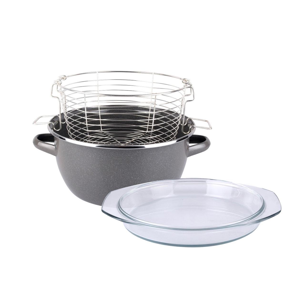 Кастрюля фритюрница Vitrinor K2 со стеклянной крышкой 24 см 5,2 л (2111184)