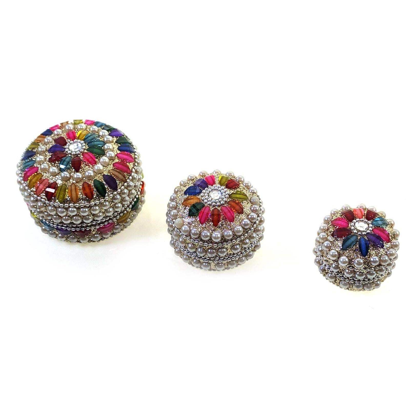 Скриньки металеві з перлами 3 шт.