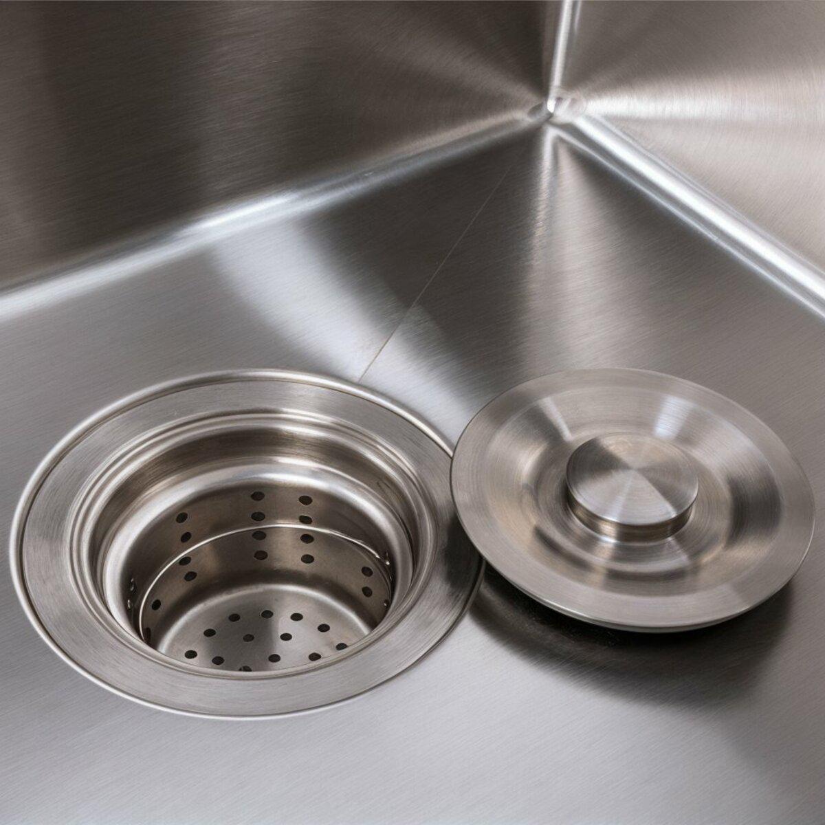 Мийка для кухні Valeso нержавіюча сталь 45х45 см/сифон круглий 3,0/0,8 мм (12222) - фото 3 Мийка для кухні Valeso нержавіюча сталь 45х45 см/сифон круглий 3,0/0,8 мм (12222) - фото 3