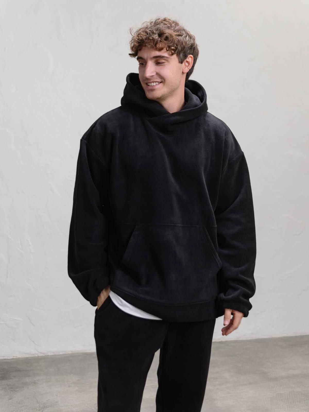 Худи мужской свободный флисовый FROMUS M/L Черный (1121-2)