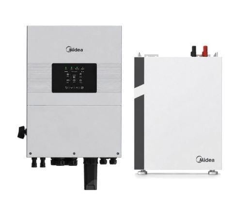 Комплект гибридный инвертор Midea MEI2-HS6L 6KW/48V/WiFi 1 фаза 230 В/аккумуляторная батарея Midea MEB2-B5L-RA/48V/5,12 кВт·ч/LiFePo4