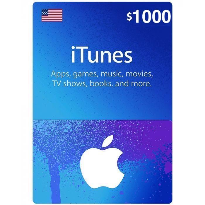 Подарочная карта iTunes/App Store Gift Card 1000 USD US регион (30408647)