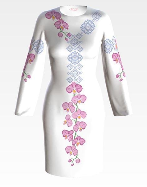 Заготовка для жіночого плаття Ніжні орхідеї для вишивки бісером і нитками домоткане полотно Лляний білий (ПЛ871дМ) Заготовка для жіночого плаття Ніжні орхідеї для вишивки бісером і нитками домоткане полотно Лляний білий (ПЛ871дМ)