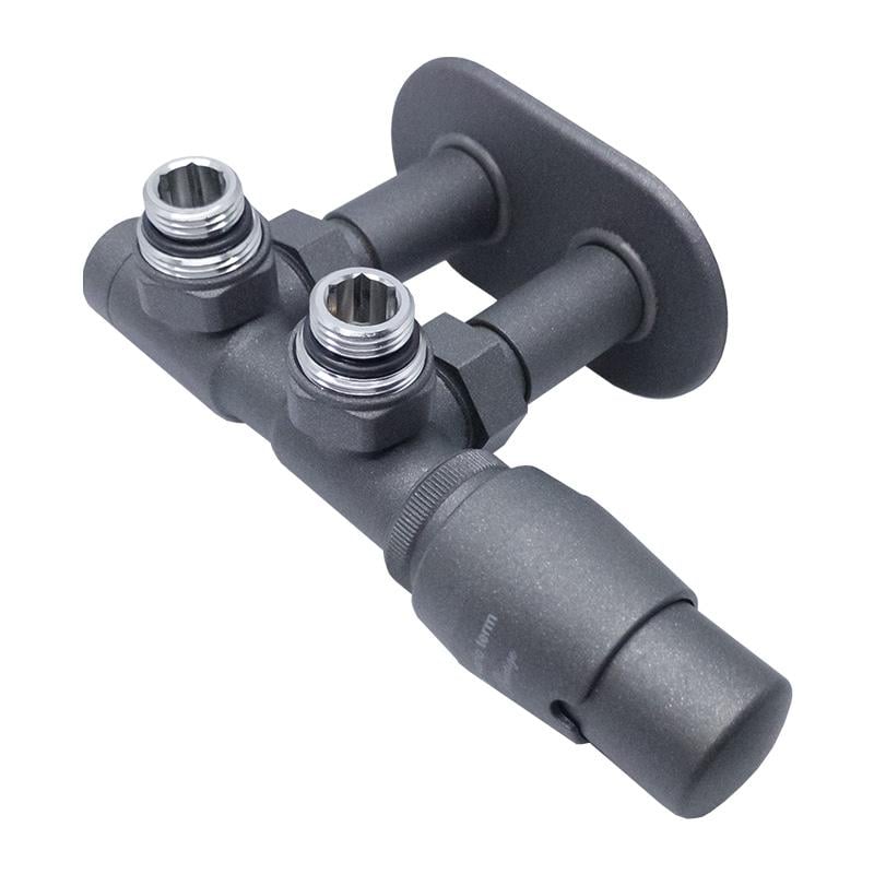 Комплект дизайн кранів Vario Term Twins з термоголовкою 1/2” x 1/2” Графітовий (67533)