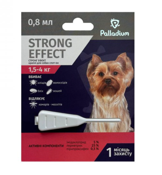 Капли для собак Palladium Strong Effect от блох/клещей/комаров (00000001461)