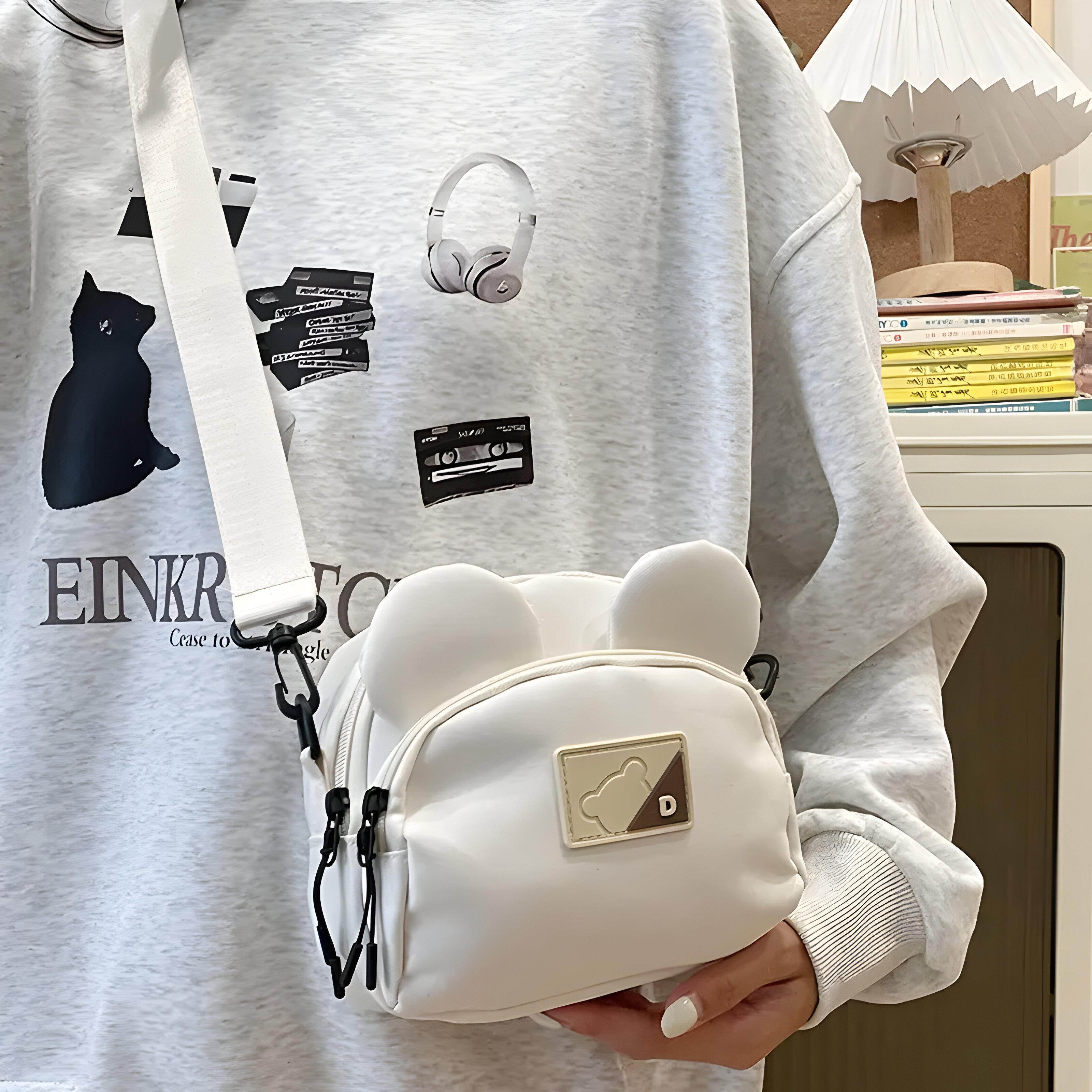 Сумка детская кросс-боди с ушками 19х16х7 см Белый (25-571) - фото 5