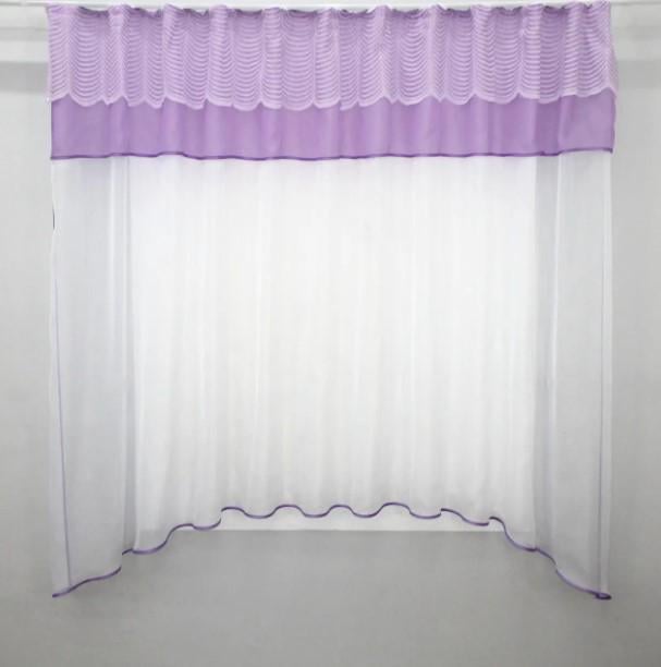 Тюль з аркою на кухню 280х170 см Бузковий/Білий (00к 59-773)