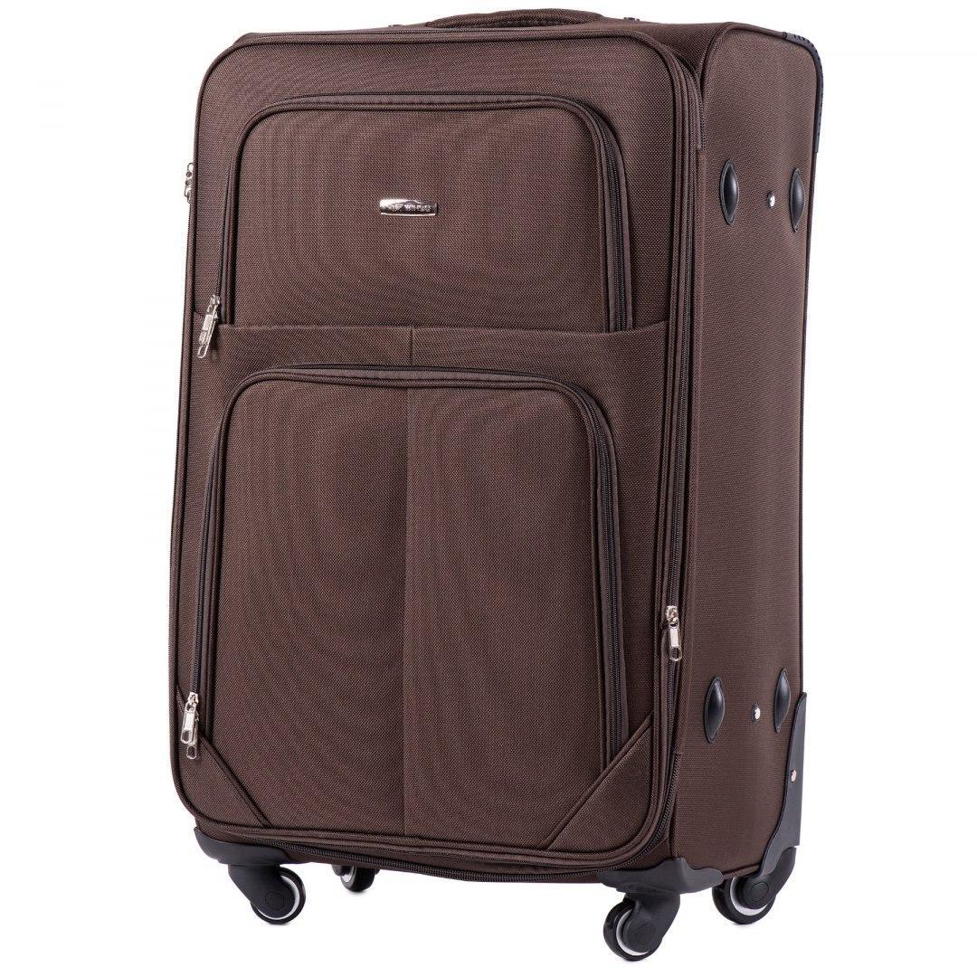 Чемодан Wings 214 большой 76х48х35 см 106 л тканевый на 4 колесах Коричневый