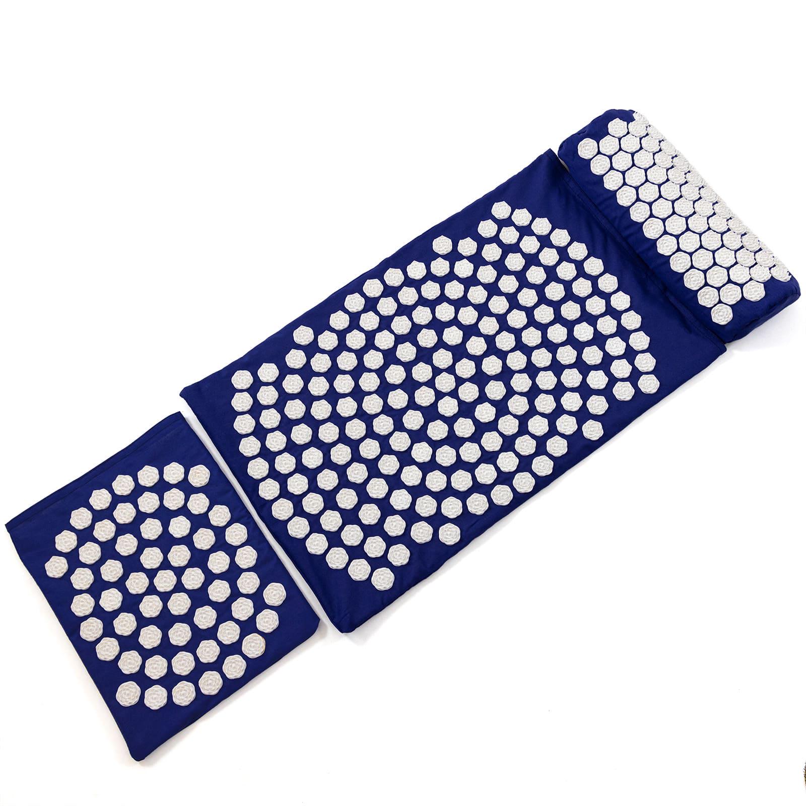 Килимок масажний Аплікатор Кузнєцова/валик/подушка для спини/шиї/ніг OSPORT Lotus Set Синьо-білий (n-0003) - фото 2