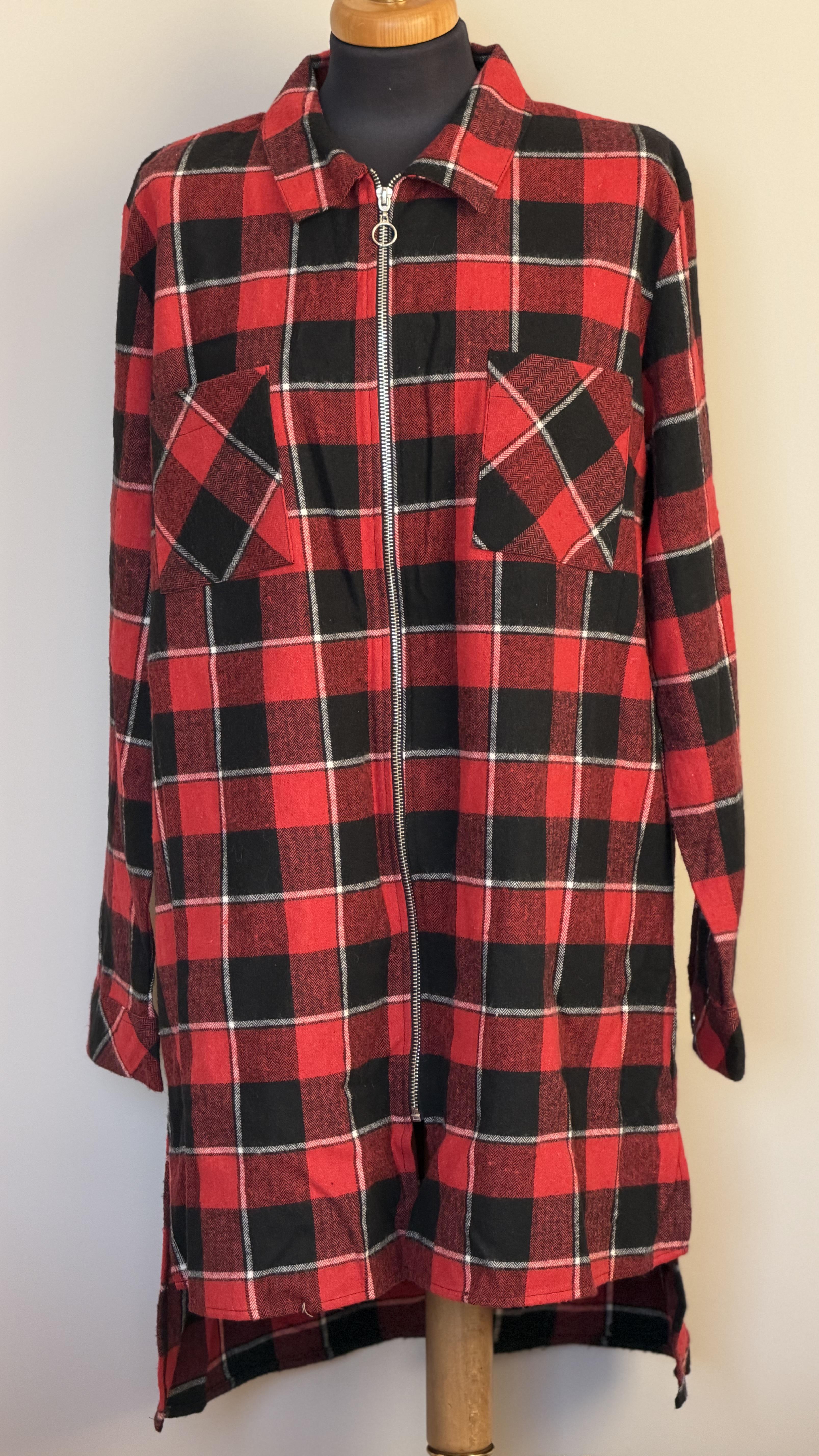 Сорочка-туніка Elly в клітинку на блискавці XL Червоний (4897050)