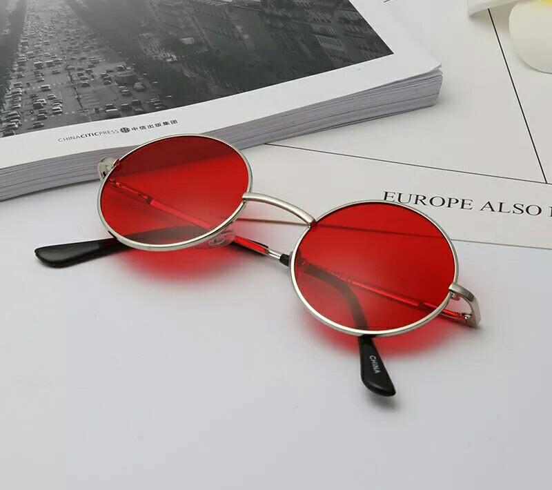 Очки круглые тишейды с цветной линзой с градиентом Красный в серебре