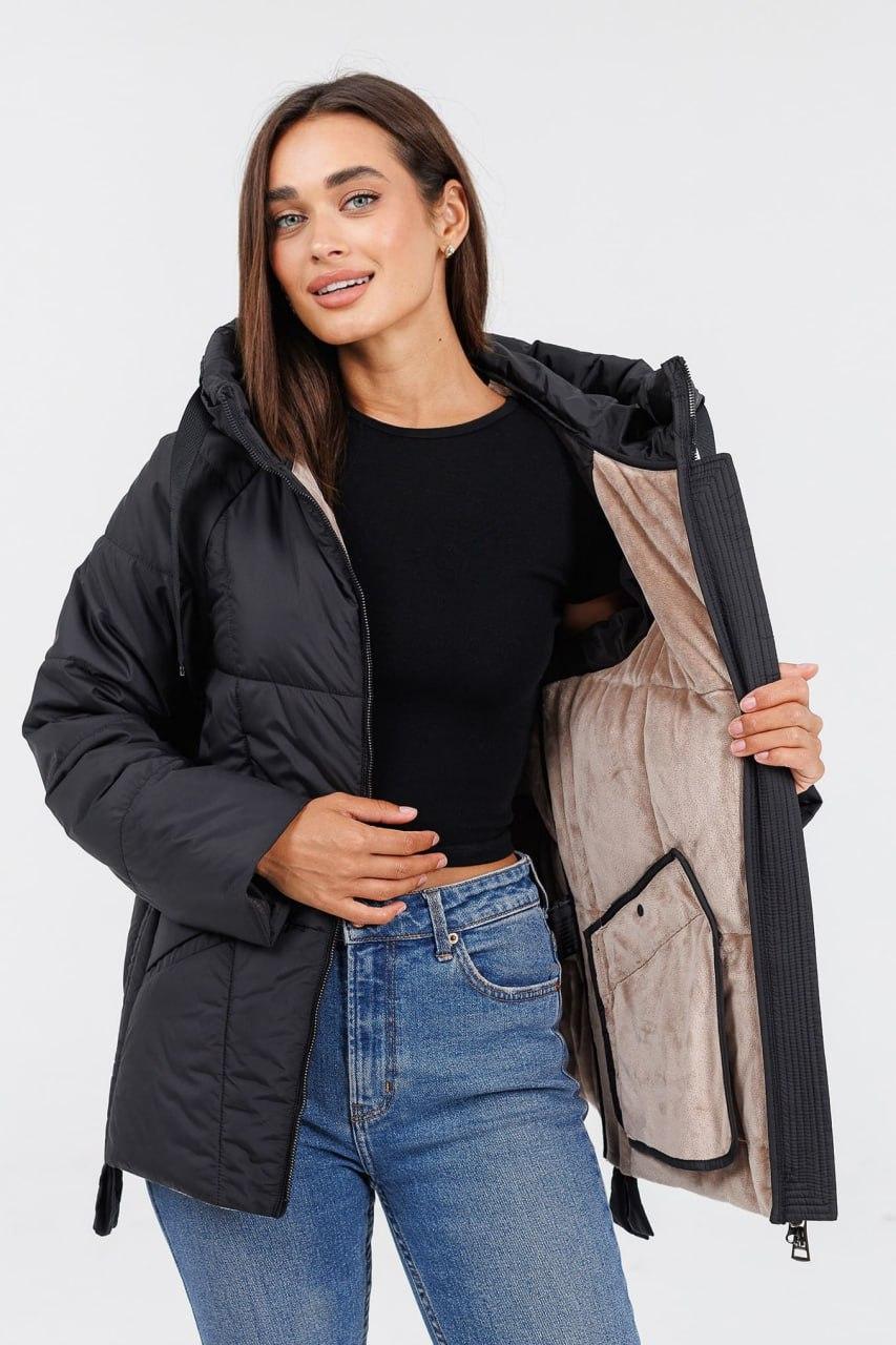 Куртка жіноча 236a на флісі р. 50 Чорний - фото 4 Куртка жіноча 236a на флісі р. 50 Чорний - фото 4