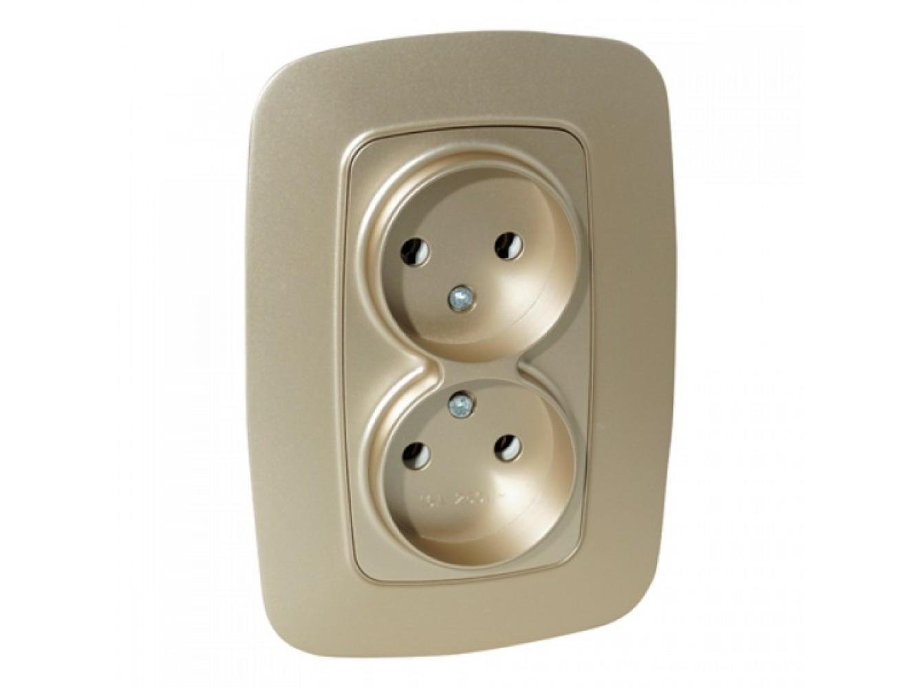 Розетка встроенная HOROZ ELECTRIC двойная 16А 250V ELA Золотой (112-007-0007-030)