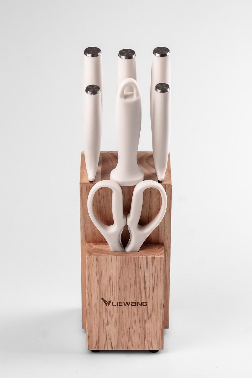 Набір кухонних ножів з керамічним покриттям 7 предметів Білий - фото 2