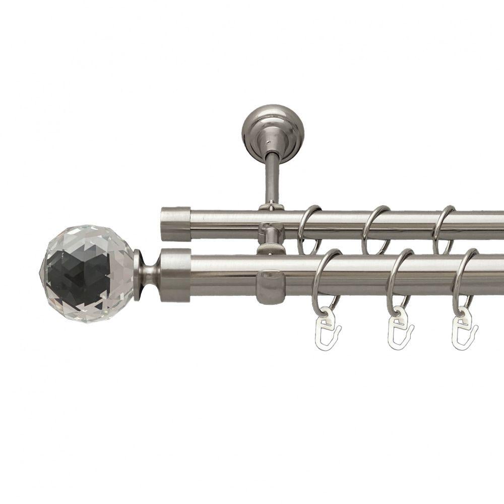 Карниз металлический Orvit Люмиера двухрядный открытый/гладкая труба/кольцо металлическое Нержавеющая Сталь 25/19 мм 200 см (7075456)