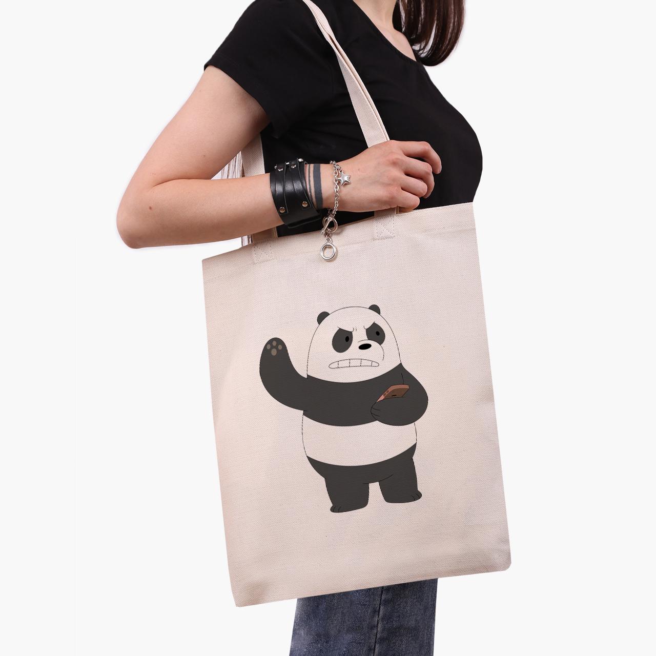 Эко сумка шоппер We Bare bears 41х35 см Бежевый (9227-1776-WT)