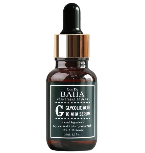 Сыворотка для лица с гликолевой кислотой Cos De Baha 10% Glycolic Serum Gel Peel AHA 30 мл