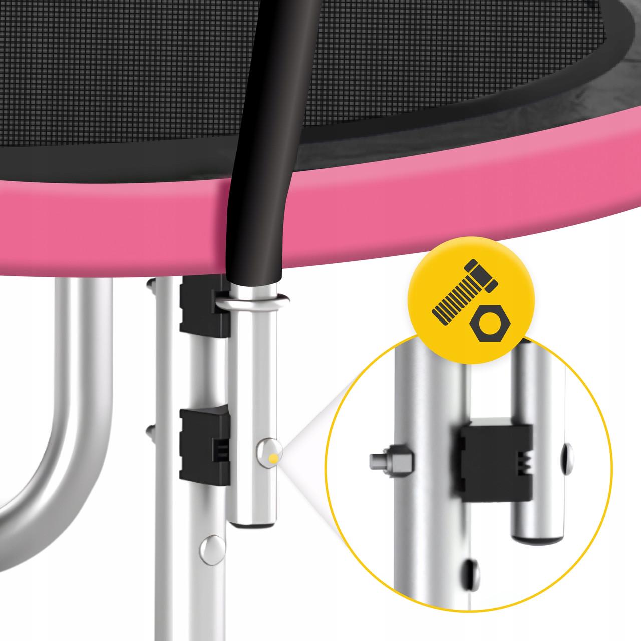 Батут с внутренней сеткой 4fizjo PRO 8FT 252 см Black/Pink (P-5907739314550) - фото 4