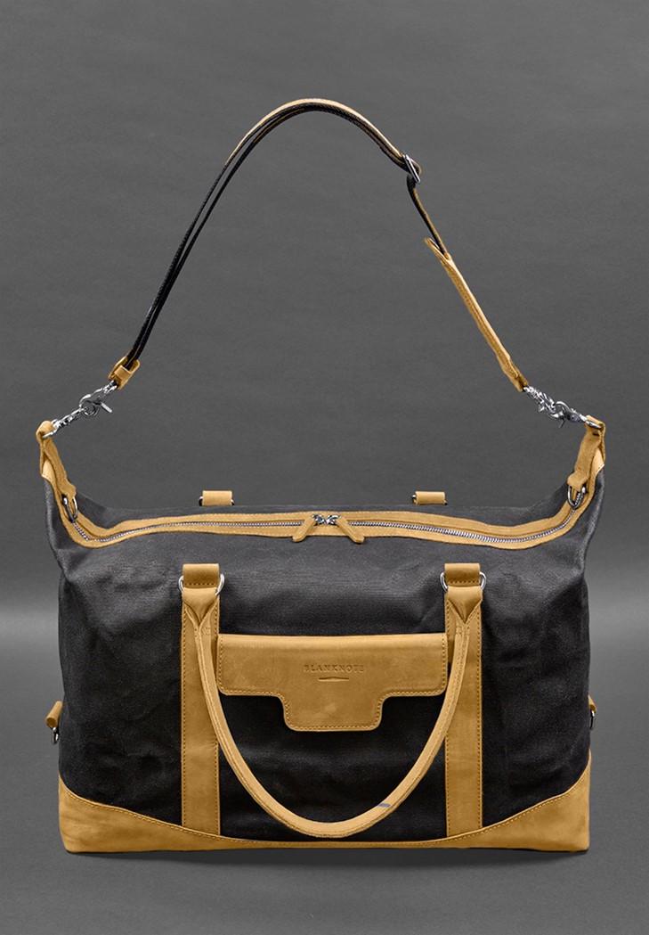 Дорожня сумка з канвасу та натуральної шкіри Crazy Horse Жовтий (A-028782) - фото 6 Дорожня сумка з канвасу та натуральної шкіри Crazy Horse Жовтий (A-028782) - фото 6