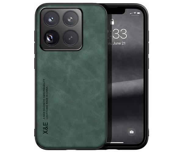 Кожаный чехол - накладка X&E для Xiaomi 14T с металлической вставкой Зеленый Кожаный чехол - накладка X&E для Xiaomi 14T с металлической вставкой Зеленый