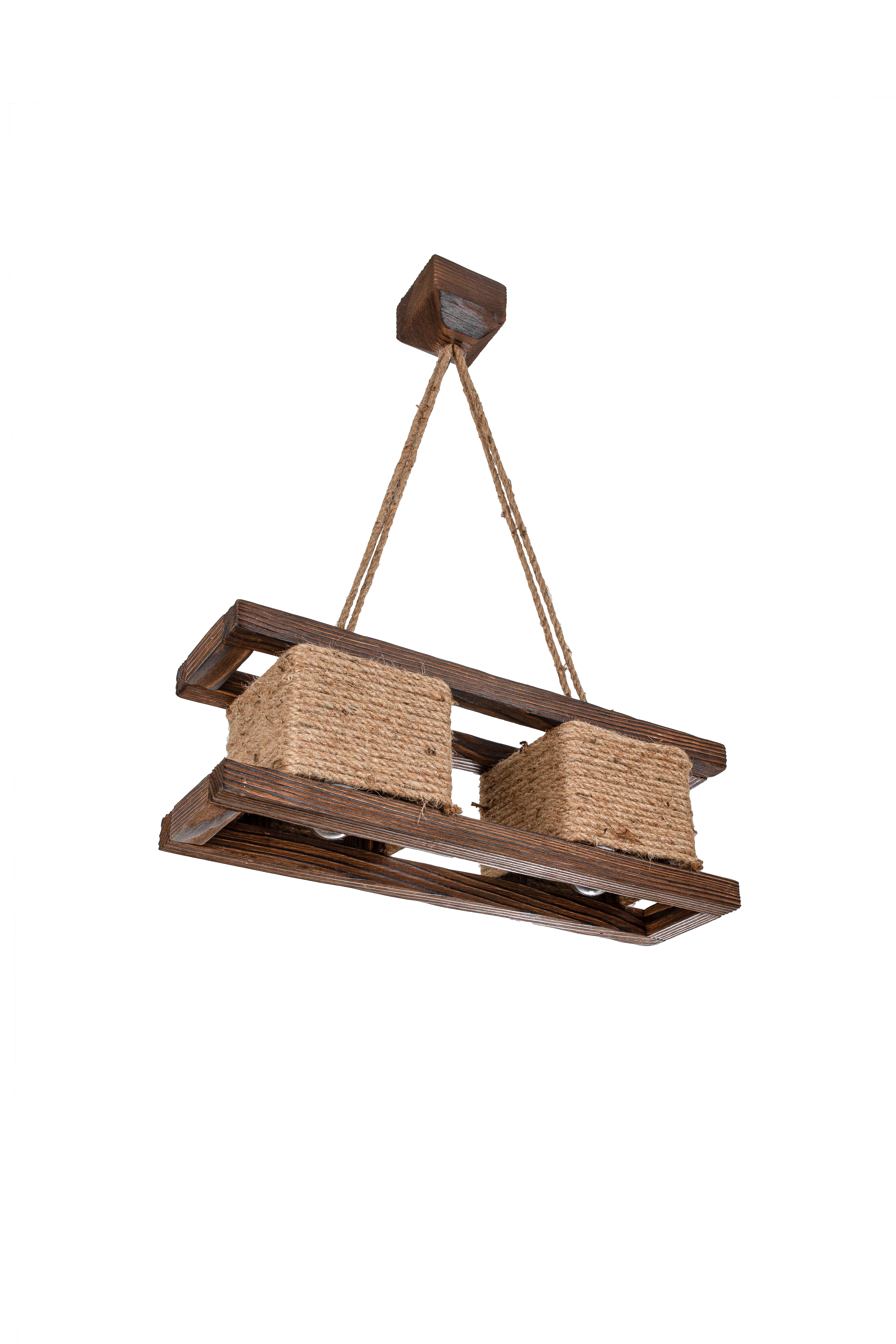 Люстра деревянная Sirius S7144/2 темный обжиг на 2 плафона (000027925)