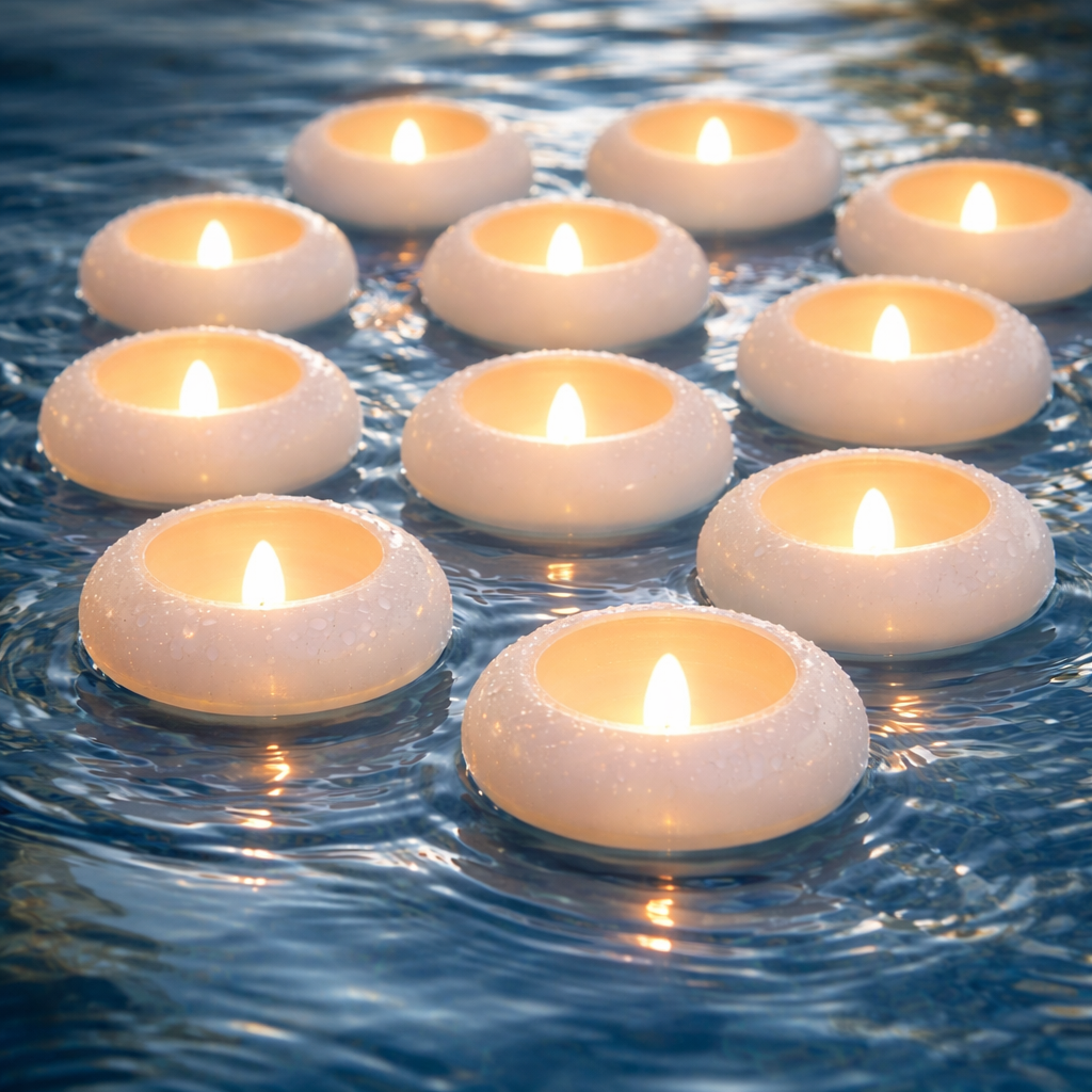 Свечи чайные беспламенные на воду для ванны или бассейна 24 шт. (2957207363)