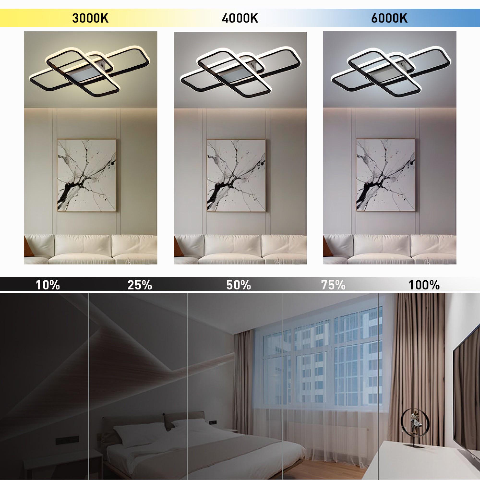 Люстра ESLLSE SVEN 3SQ с пультом 90W 635x478x75 мм Черно-белый (10568) - фото 5 Люстра ESLLSE SVEN 3SQ с пультом 90W 635x478x75 мм Черно-белый (10568) - фото 5