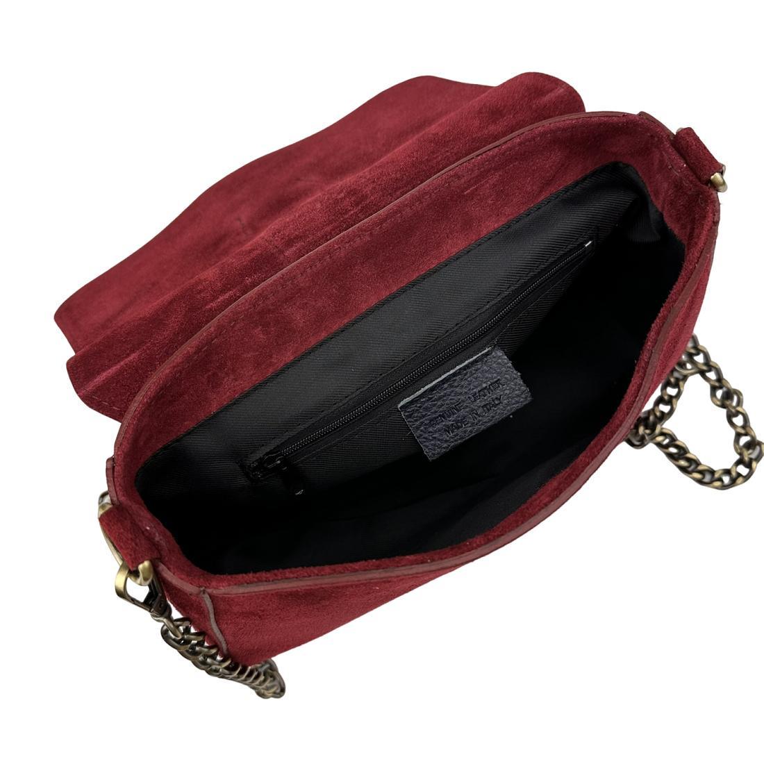 Сумка жіноча замшева Firenze Italy F-IT-012BO з ланцюжком Бордовий (2656558932) - фото 2