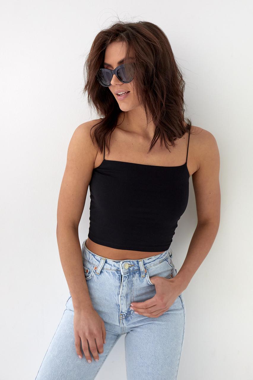 Майка женская на тонких бретелях-резинках Zechka M Черный (10056932) Майка женская на тонких бретелях-резинках Zechka M Черный (10056932)