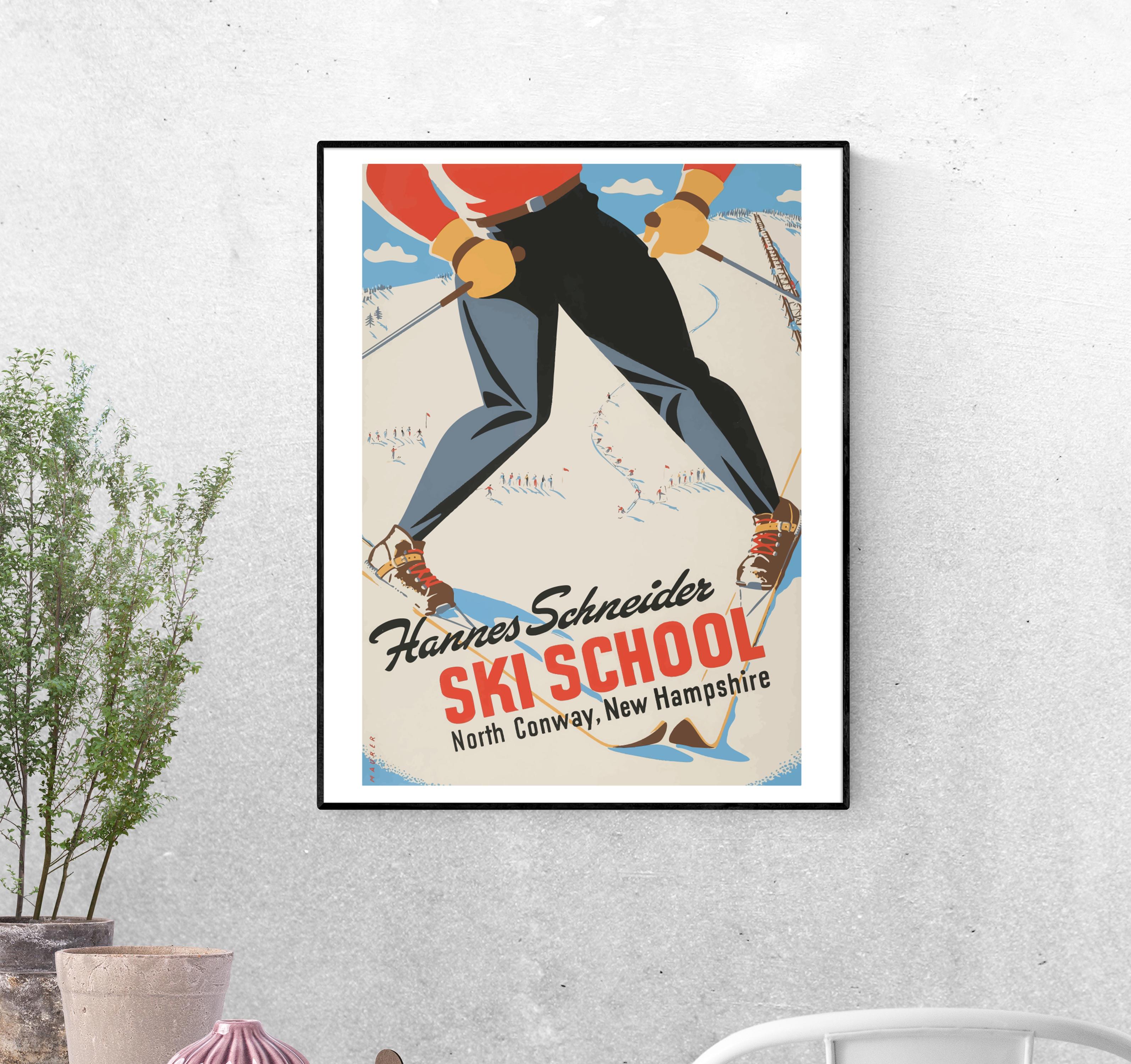 Тревел-постер Лыжная школа формат А-4