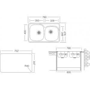 Мойка кухонная Ukinox COP 780.480 18 GT 8K L полированная и доска разделочная - фото 2