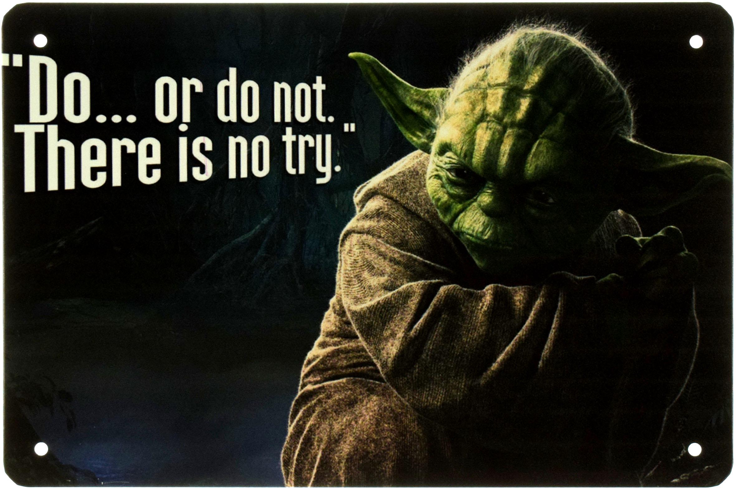 Табличка металлическая Йода Делай Или Не Делай Не Нужно Пытаться/Yoda "Do Or Do Not There Is No Try" 20x30 см