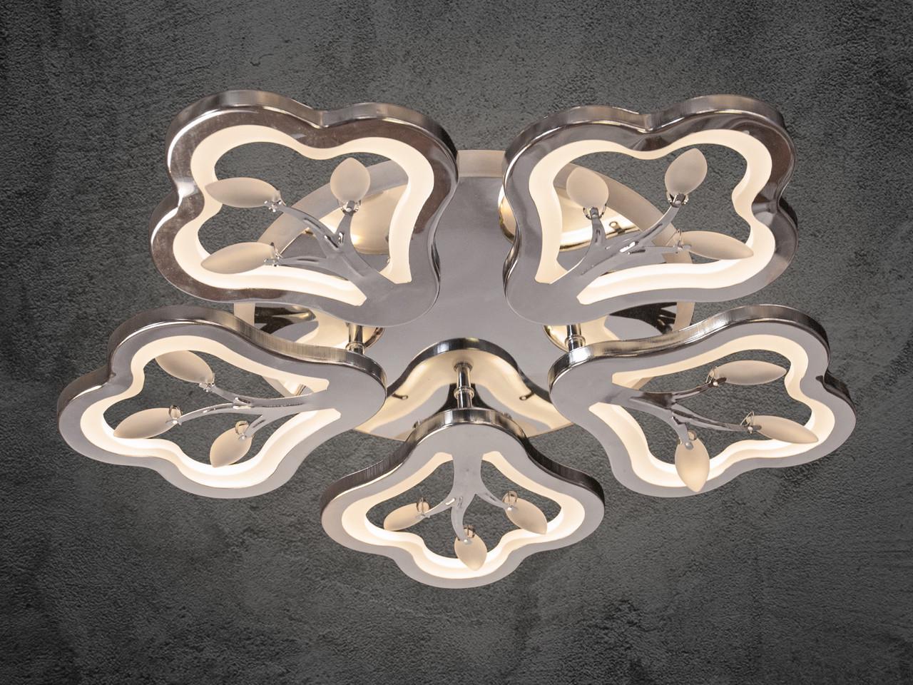 Люстра светодиодная для гостиной 8149/5HR LED 3color dimmer 135 Вт с пультом Хром (2929951376)