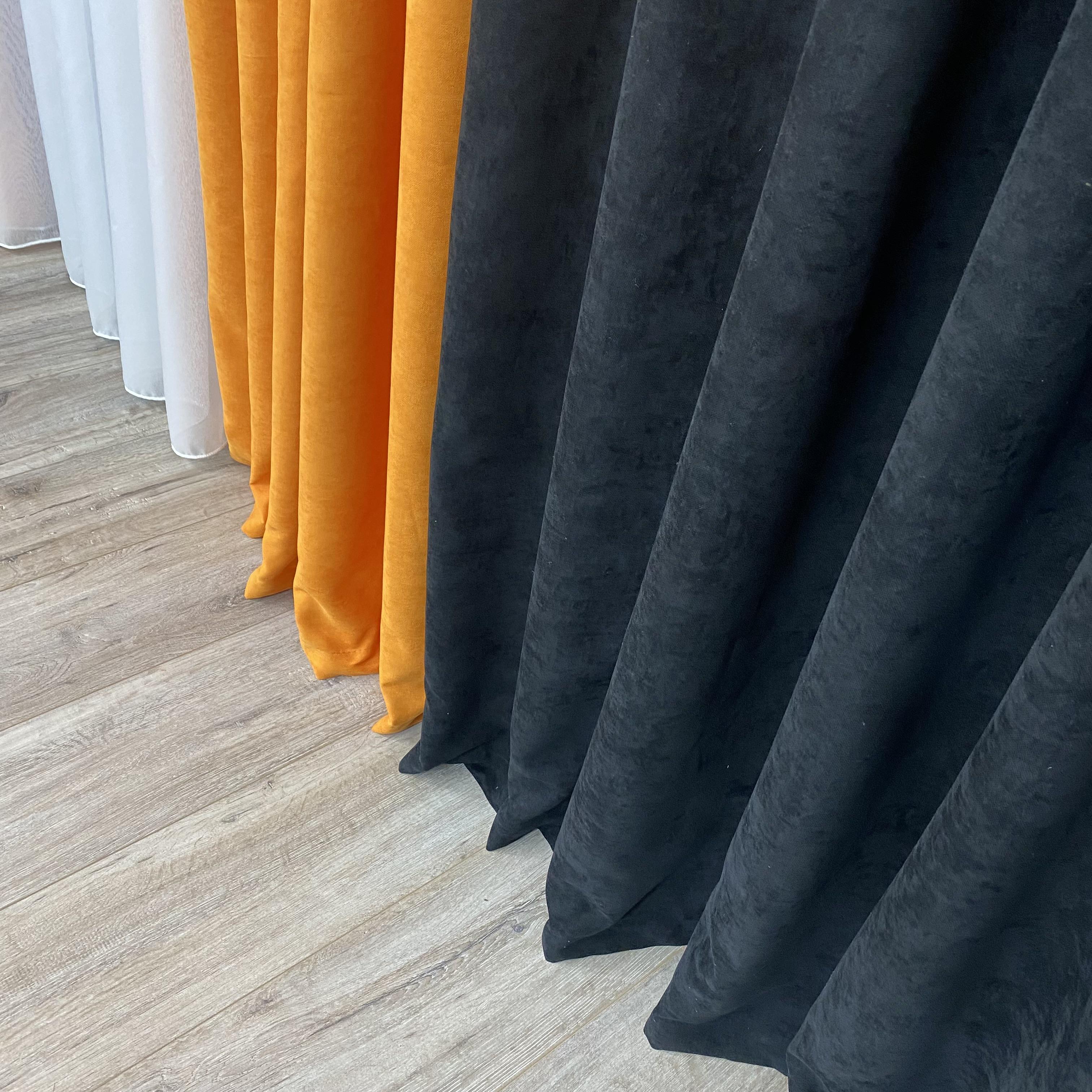 Шторы микровелюр TG Home Дуэт №450 1,50х2,70 м Черно-оранжевый (450-194/207) - фото 6 Шторы микровелюр TG Home Дуэт №450 1,50х2,70 м Черно-оранжевый (450-194/207) - фото 6