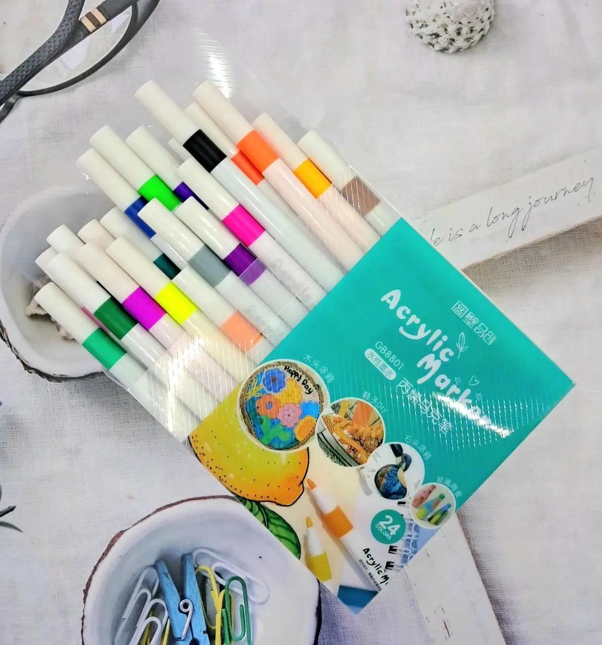 Набор акриловых маркеров акриловые для художественного творчества для раскрасок 24 цвета