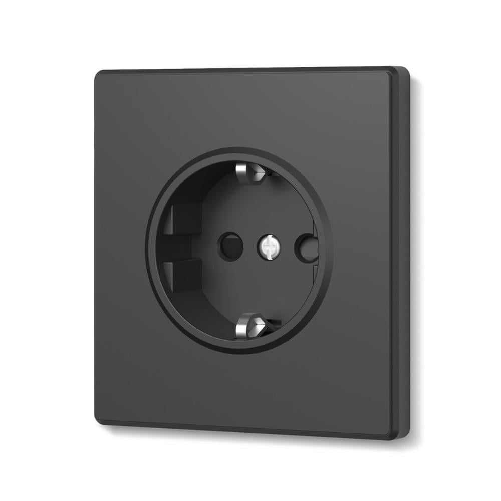 Розетка одинарная Video Nota с заземлением со шторками Угольно-черный (31588028)